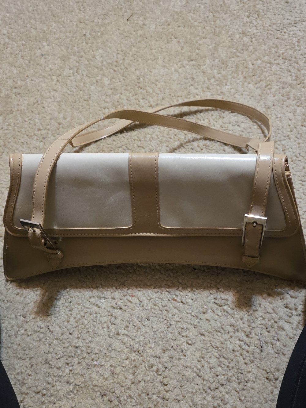 Vintage Beige and Cream Women's Shoulder Bag